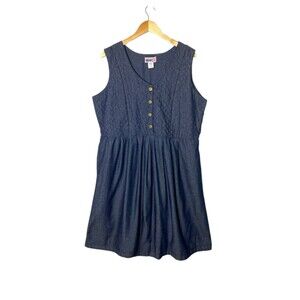 Vintage Y2K 90s Denim Dress XL Petite Jumper Dirndl Style 100% Cotton XL P